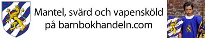 mantel, svärd och vapensköld på barnbokhandeln